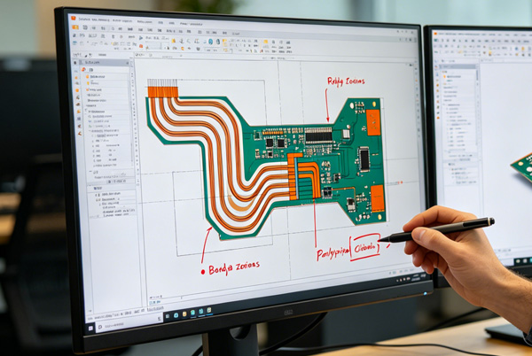 Engineer Reviewing Flexible PCB Design