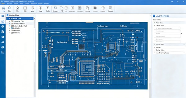 Revisión de archivos Gerber e interfaz de diseño CAD de placas de circuito impreso