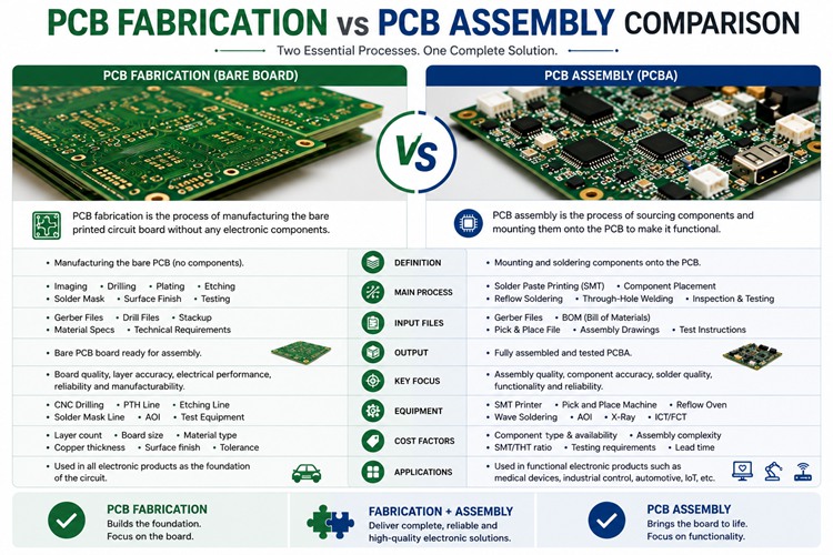 PCB Fabrication vs PCB Assembly Comparison