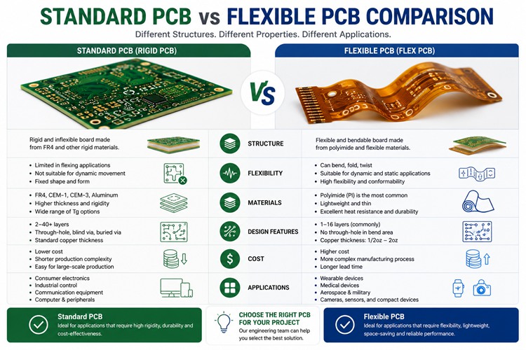 Standard PCB vs Flexible PCB Comparison